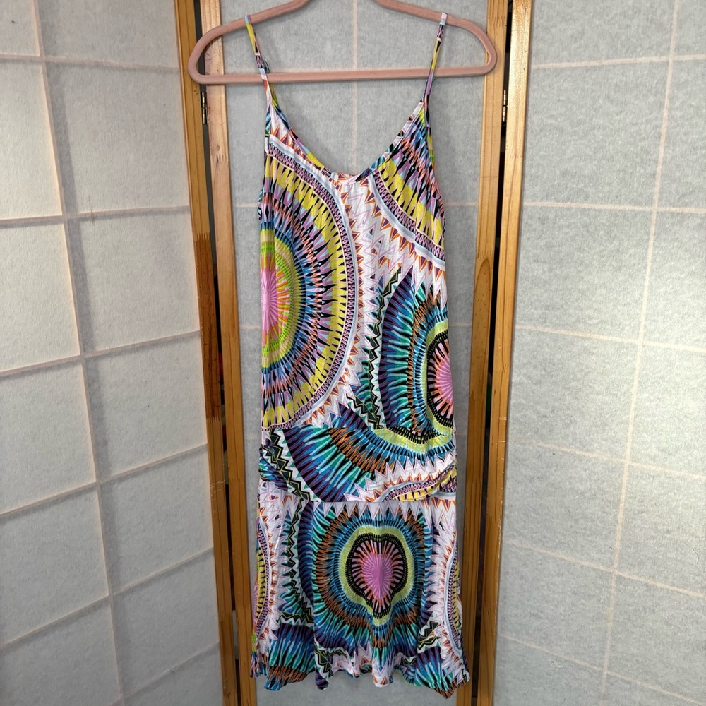 Beachtime Women’s Sz 4 / S Beach Multicolor Pattern Coverup Casual‎ Short Dress